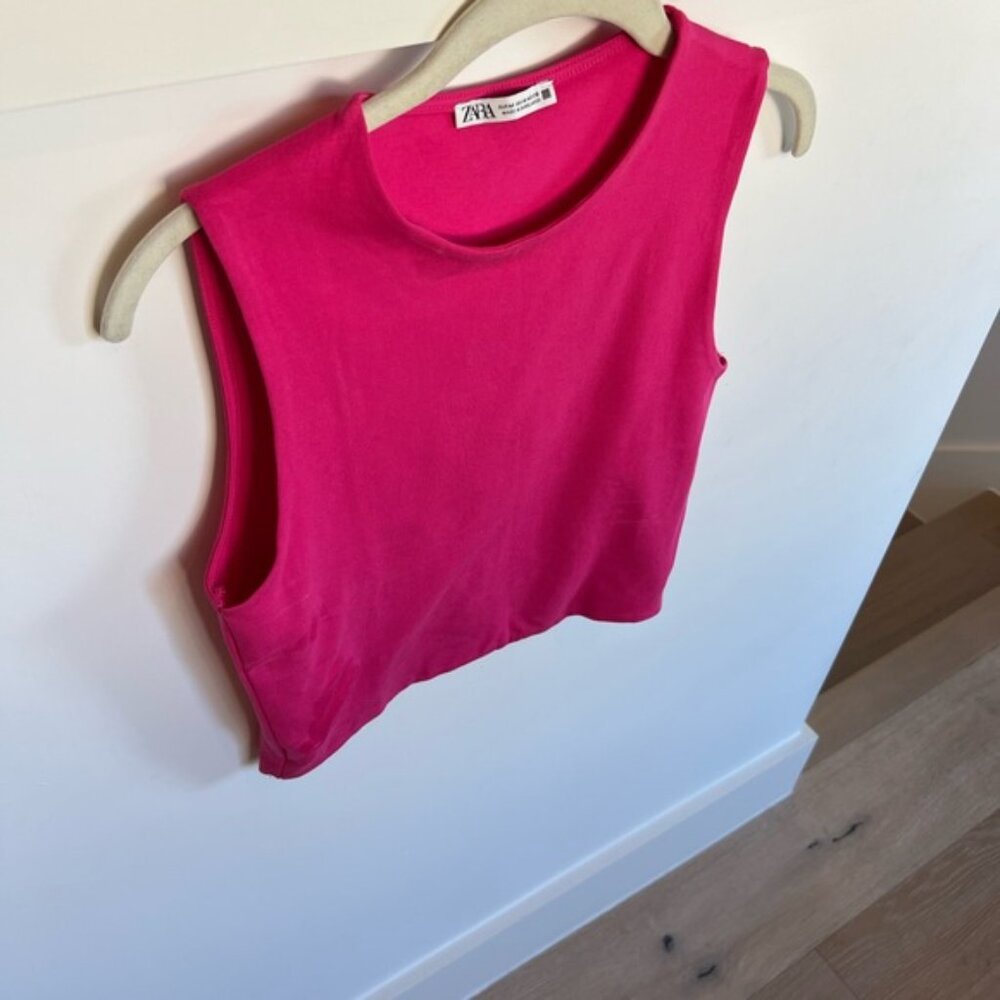 Zara Hot Pink Sleeveless Stretch Top Medium